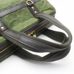 Louis Vuitton Khaki Olive Mini Lin Gm Boston Large 870160 Green Leather Satchel