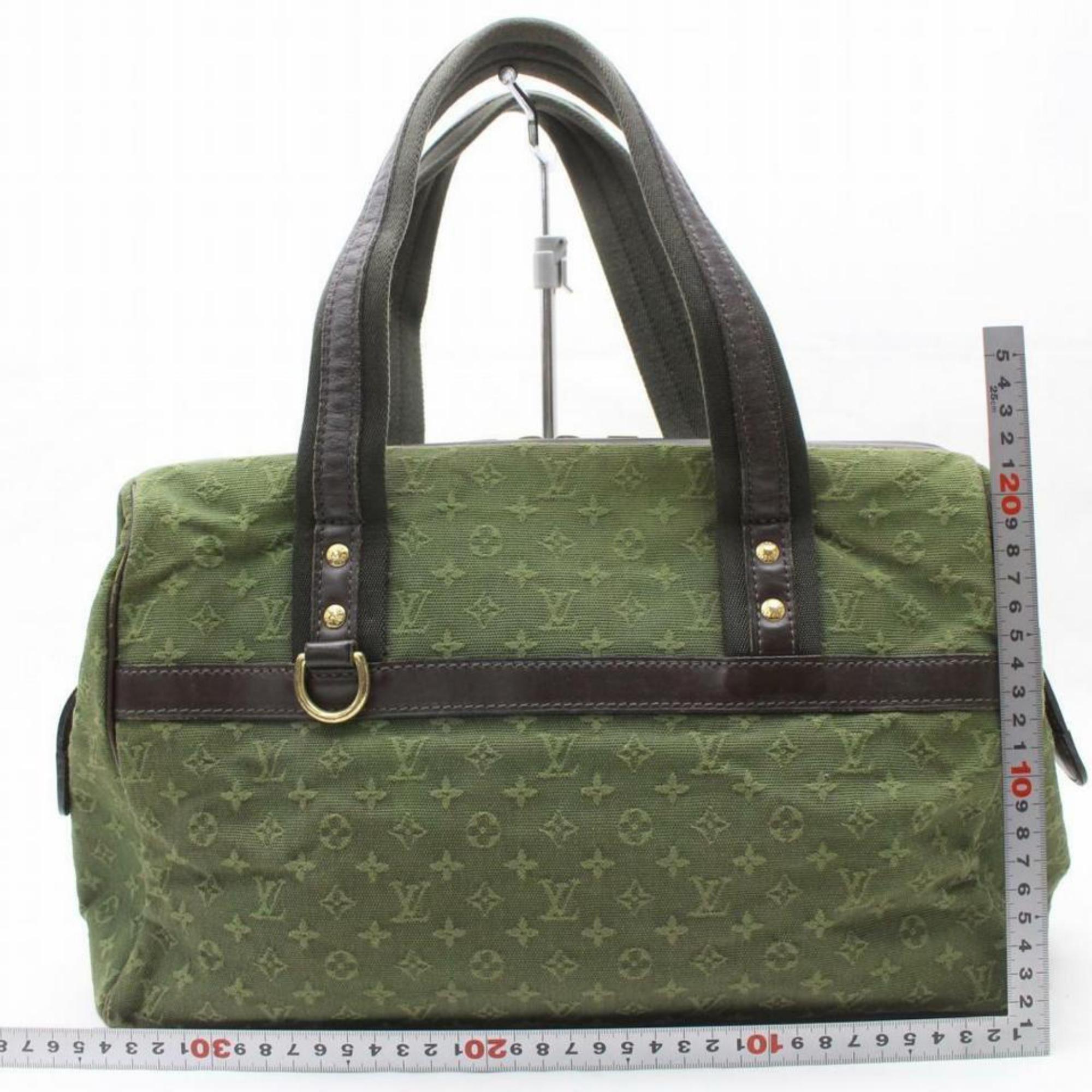 Louis Vuitton Khaki Olive Mini Lin Gm Boston Large 870160 Green Leather Satchel For Sale 1
