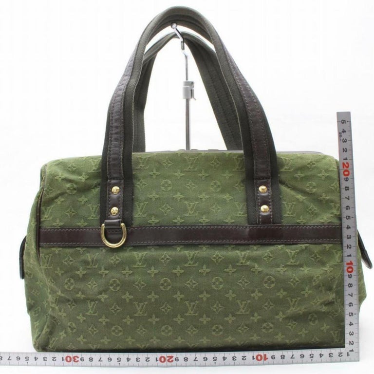 Louis Vuitton Khaki-Oliv-Mini Lin Gm Boston Große 870160 Grüne Ledertasche  im Angebot bei 1stDibs