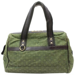 Louis Vuitton Khaki Olive Mini Lin Gm Boston Large 870160 Green Leather Satchel