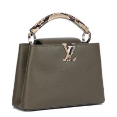 LOUIS VUITTON Khaki Taurillon Leather & Natural Python Leather Capucines BB
