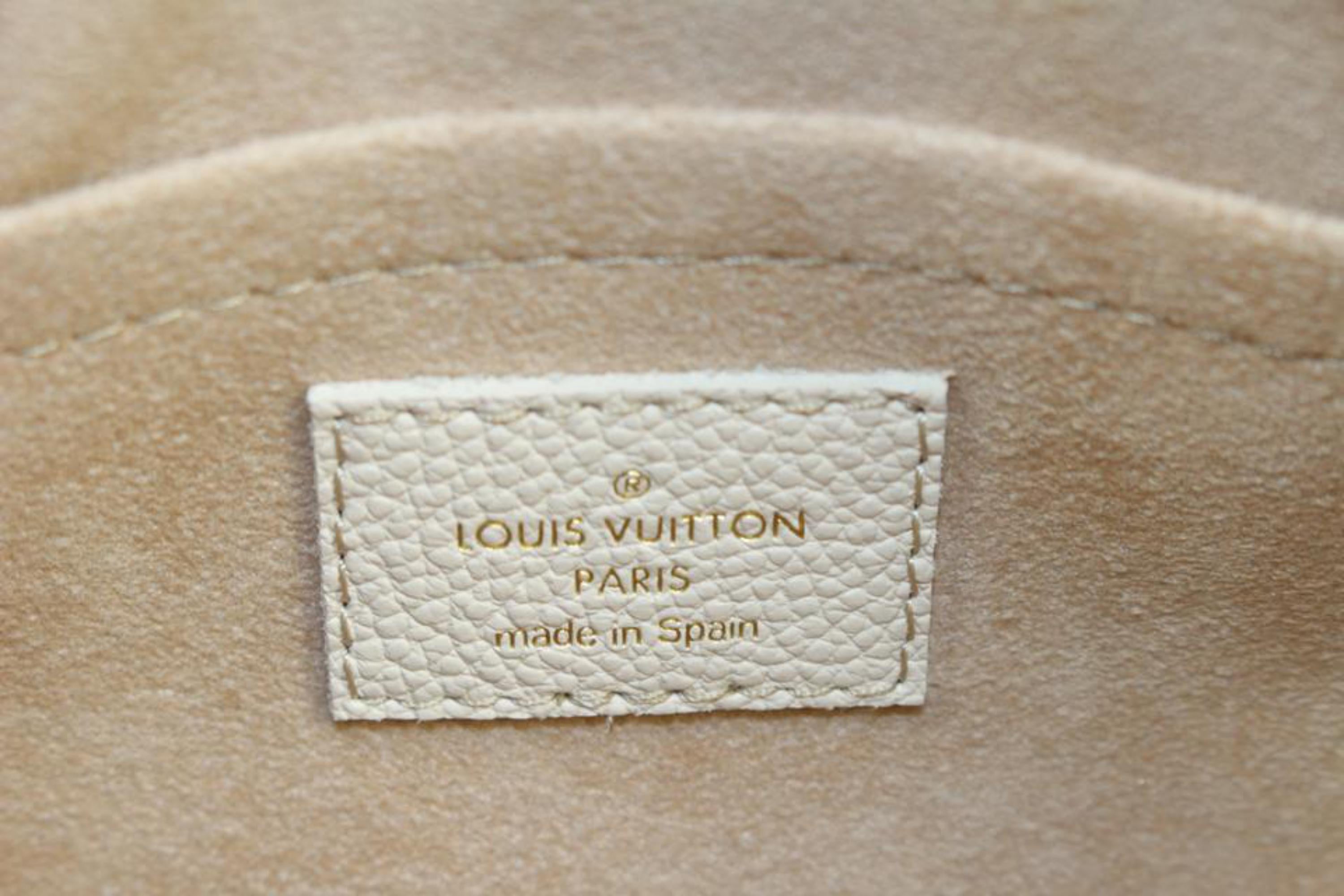 Louis Vuitton Khaki x Beige Leather Monogram Empreinte Speedy 20 with 46lk27 For Sale 3