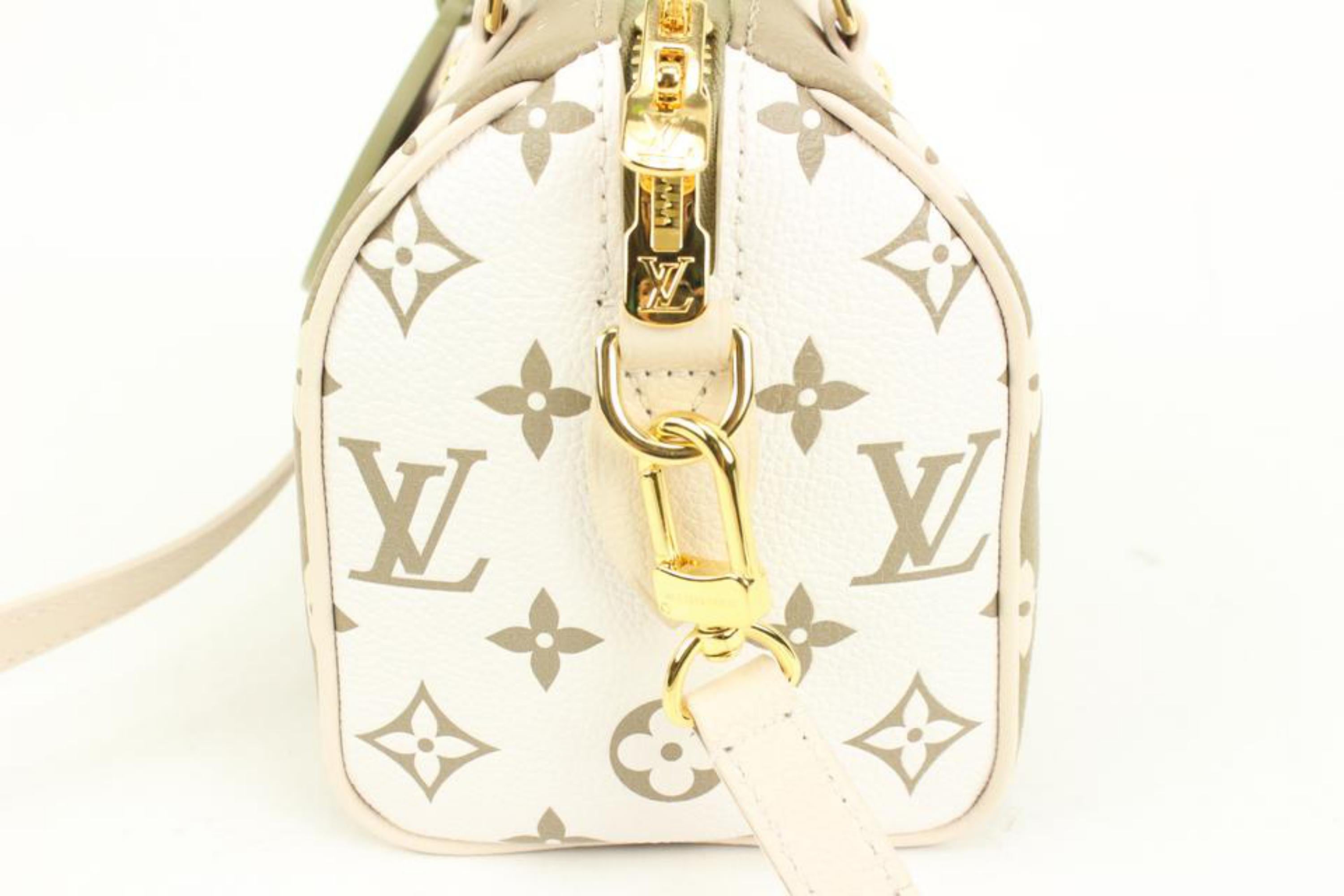 Louis Vuitton Khaki x Beige Leder Monogramm Empreinte Speedy 20 mit 46lk27 im Angebot 1