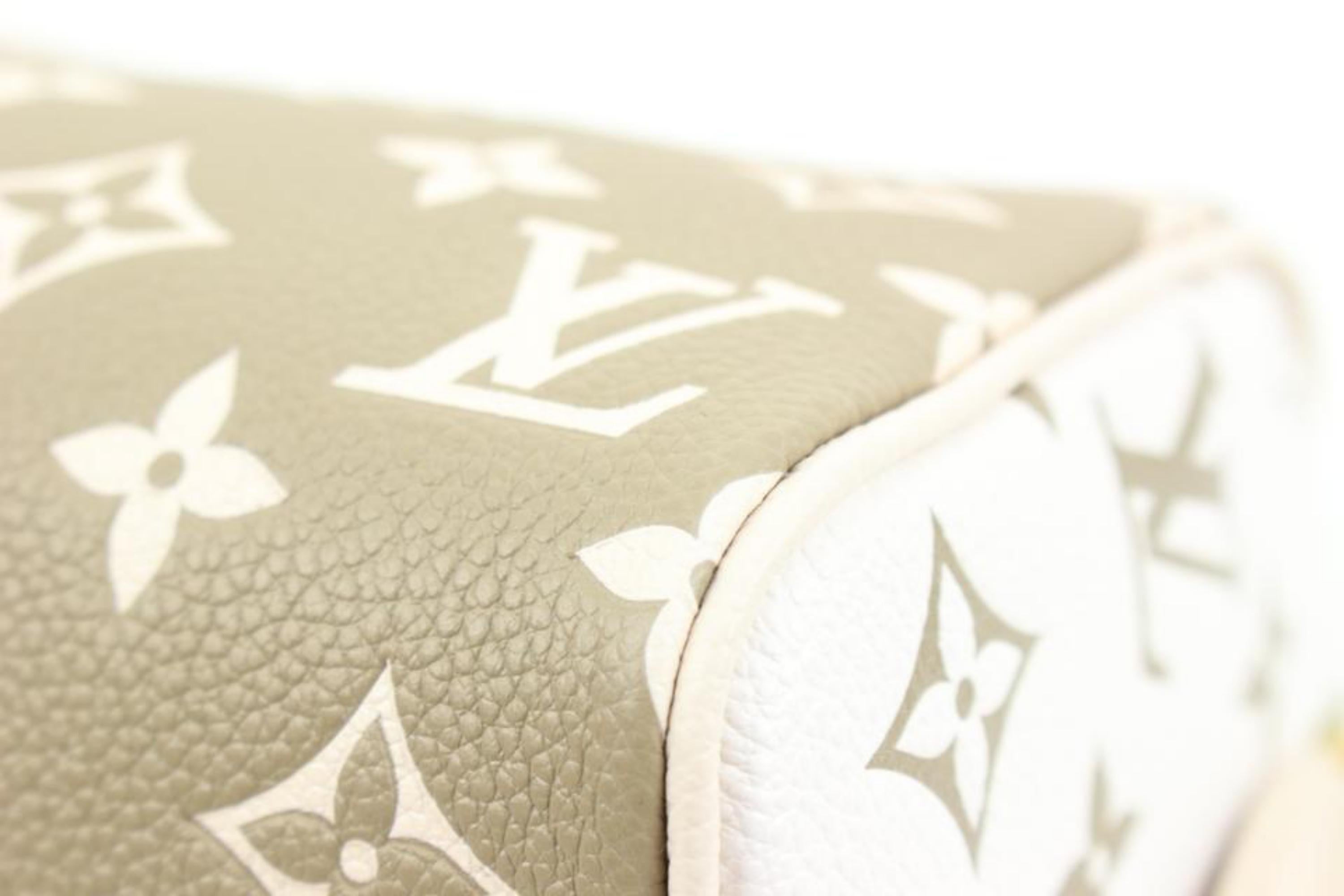 Louis Vuitton Khaki x Beige Leder Monogramm Empreinte Speedy 20 mit 46lk27 im Angebot 2