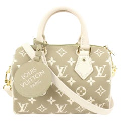 Louis Vuitton Khaki x Beige Leather Monogram Empreinte Speedy 20 with 46lk27