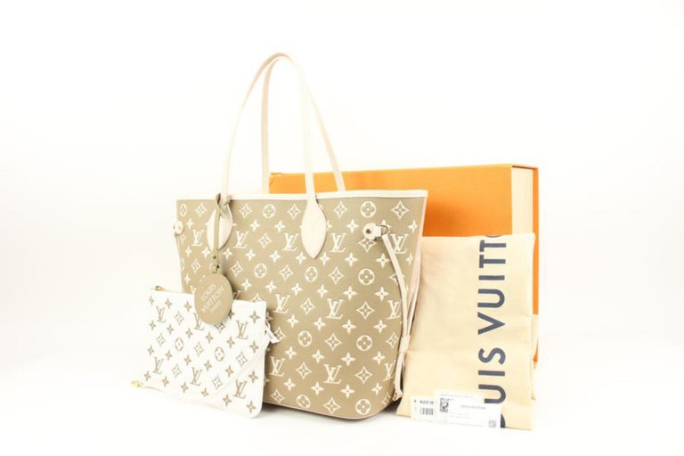Louis Vuitton Khaki x Beige Monogramm Leder Empreinte Neverfull MM 
