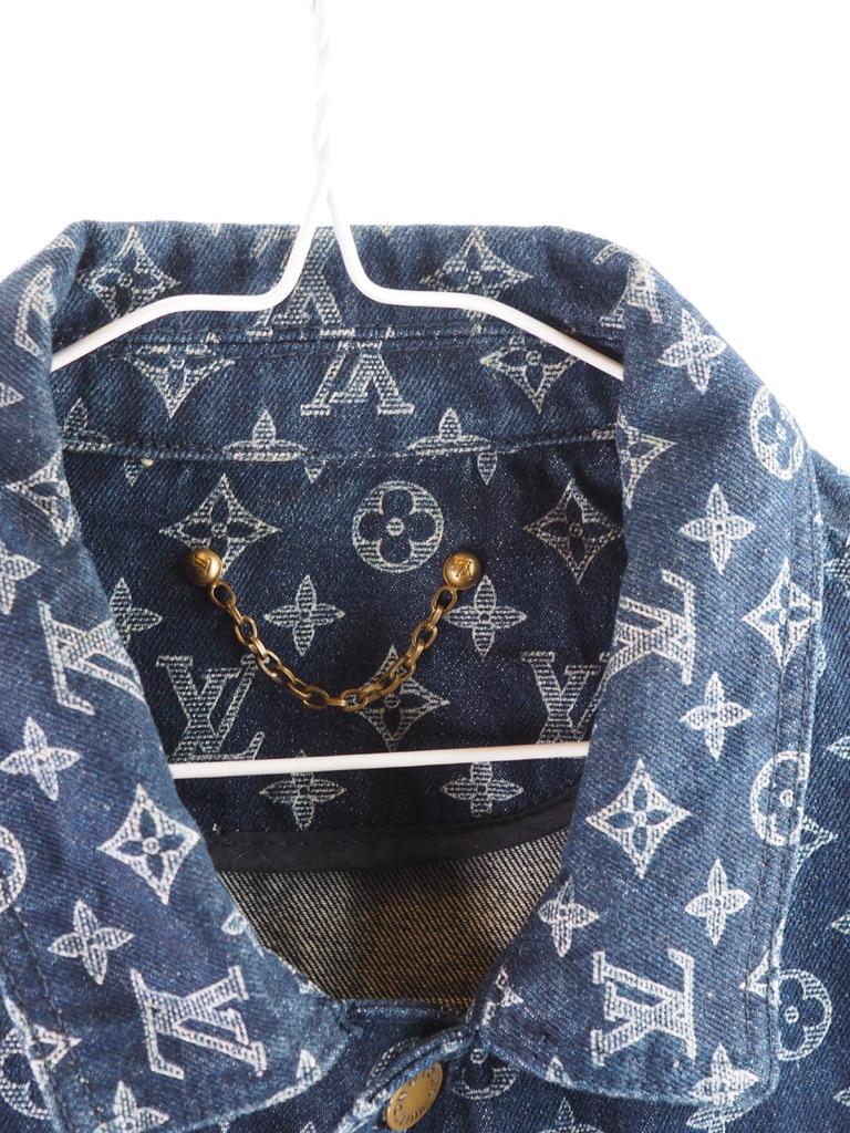 Noir Louis Vuitton Kim Jones Monogram Denim Jacket (Large)