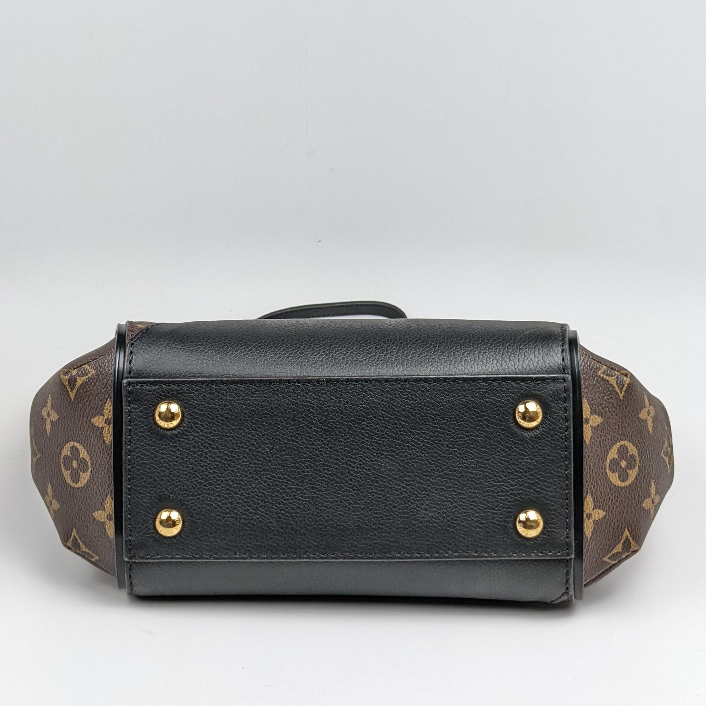 Louis Vuitton Kimono Handbag Pm Black Brown Monogram Canvas and Leather Satchel 1