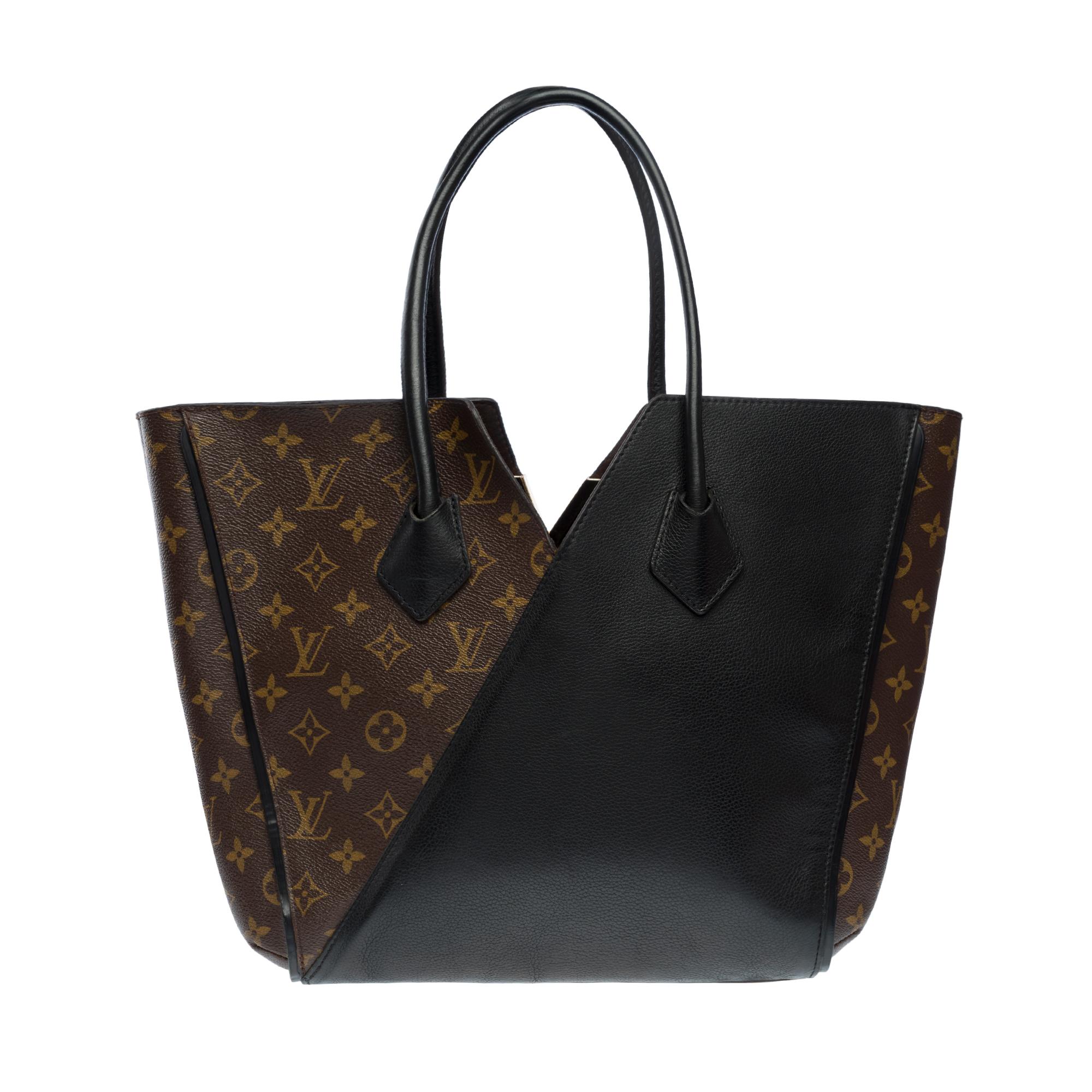 Louis Vuitton Kimono Tote bag in brown monogram canvas and black leather, GHW In Good Condition For Sale In Paris, IDF