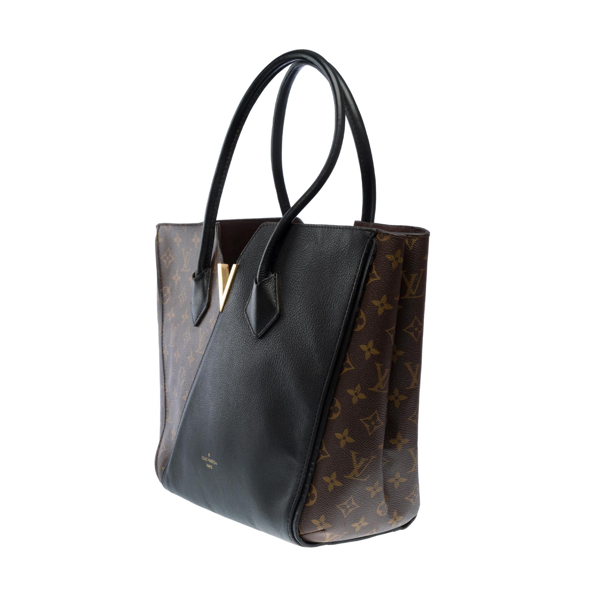 Women's Louis Vuitton Kimono Tote bag in brown monogram canvas and black leather, GHW For Sale