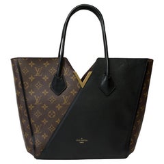 Sac fourre-tout Louis Vuitton Kimono en toile monogramme marron et cuir noir, GHW