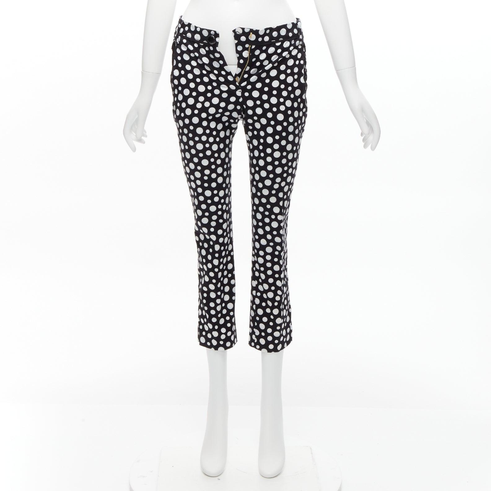 LOUIS VUITTON Kusama 2012 Runway black white polka dots high waist pants FR34 XS 5