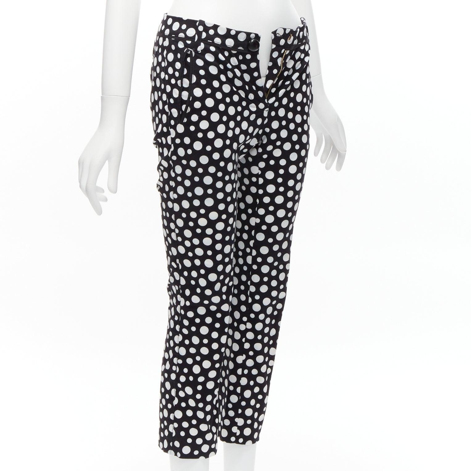 Gray LOUIS VUITTON Kusama 2012 Runway black white polka dots high waist pants FR34 XS