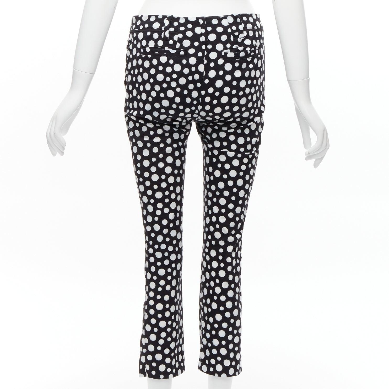 Women's LOUIS VUITTON Kusama 2012 Runway black white polka dots high waist pants FR34 XS