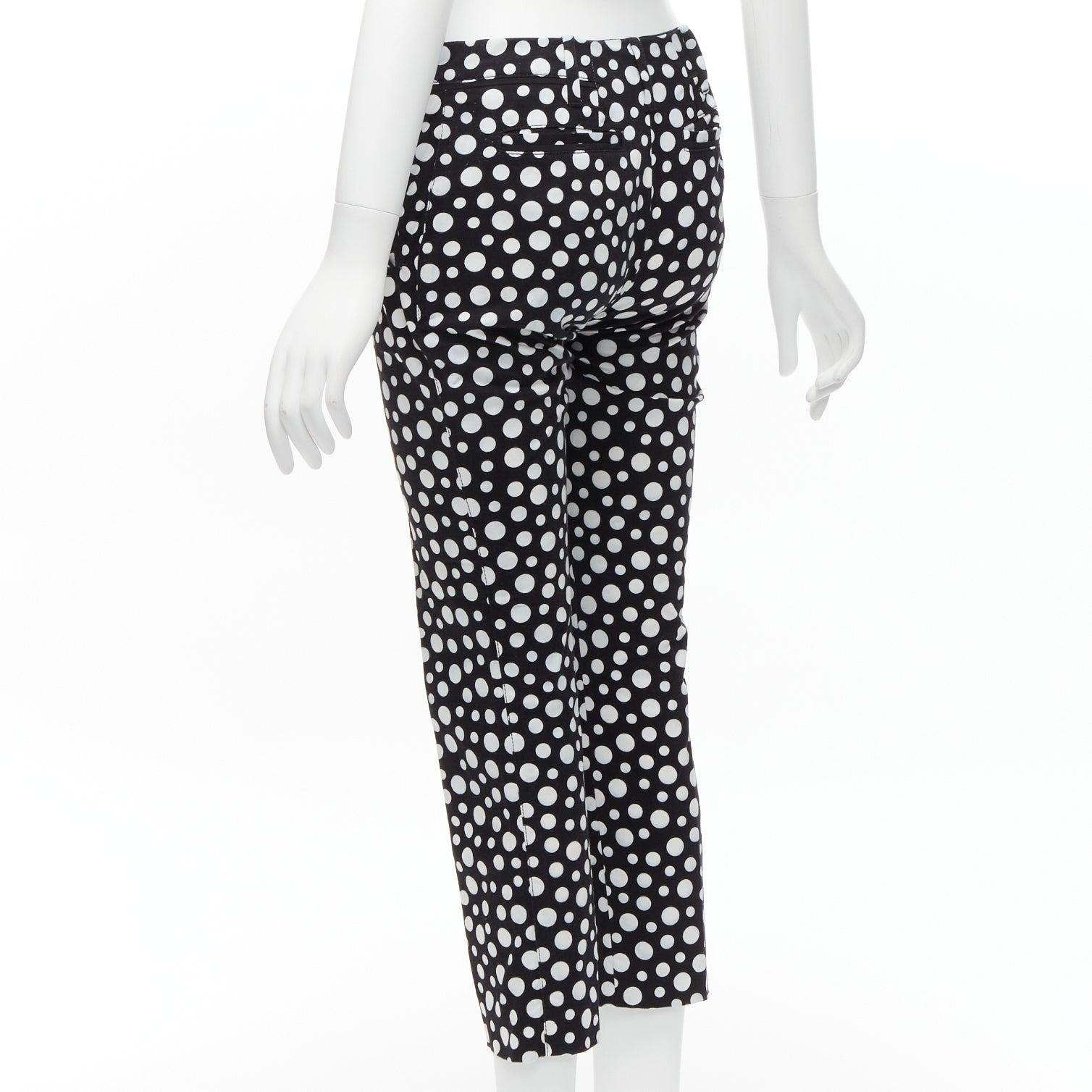 LOUIS VUITTON Kusama 2012 Runway black white polka dots high waist pants FR34 XS 1