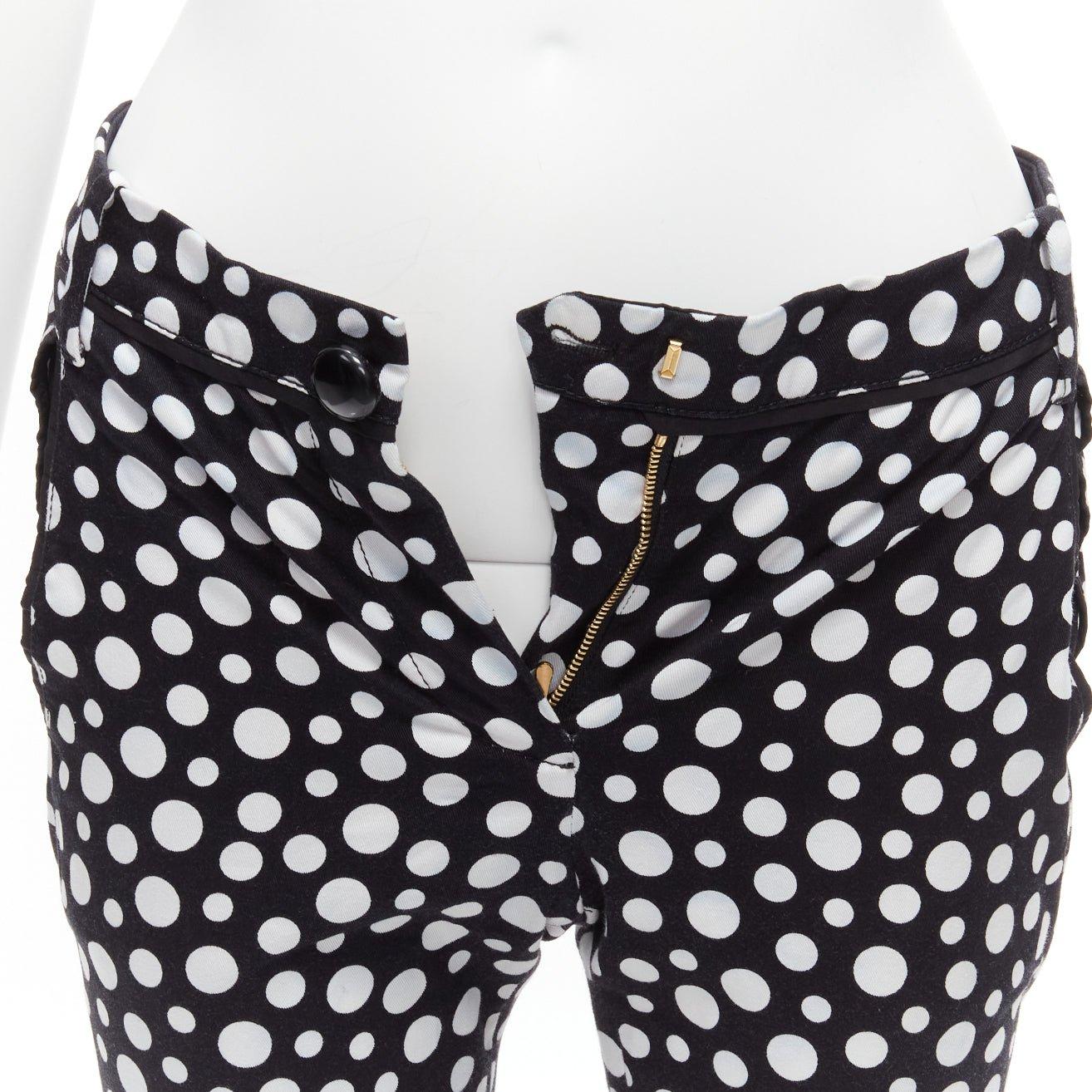 LOUIS VUITTON Kusama 2012 Runway black white polka dots high waist pants FR34 XS 2