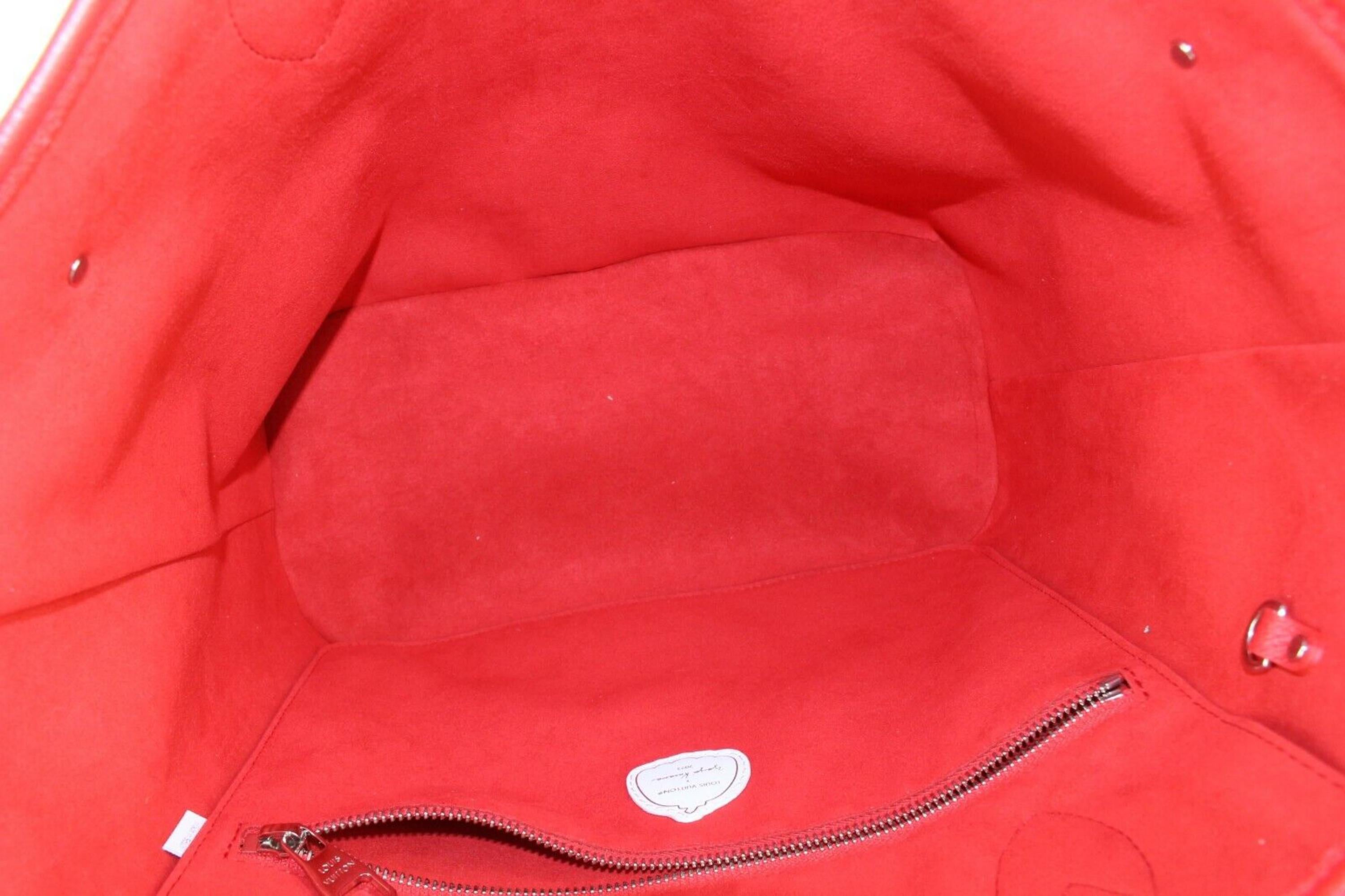 Women's Louis Vuitton Kusama Monogram Empreinte Neverfull MM Red Pumpkin 13LV0123 For Sale