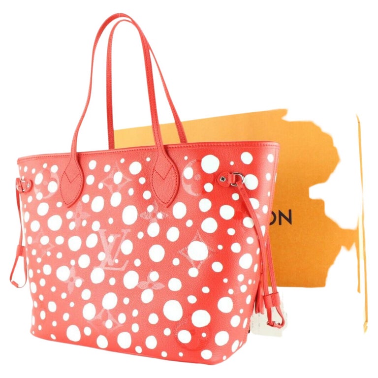 Louis Vuitton Kusama Monogram Empreinte Neverfull MM Red Pumpkin