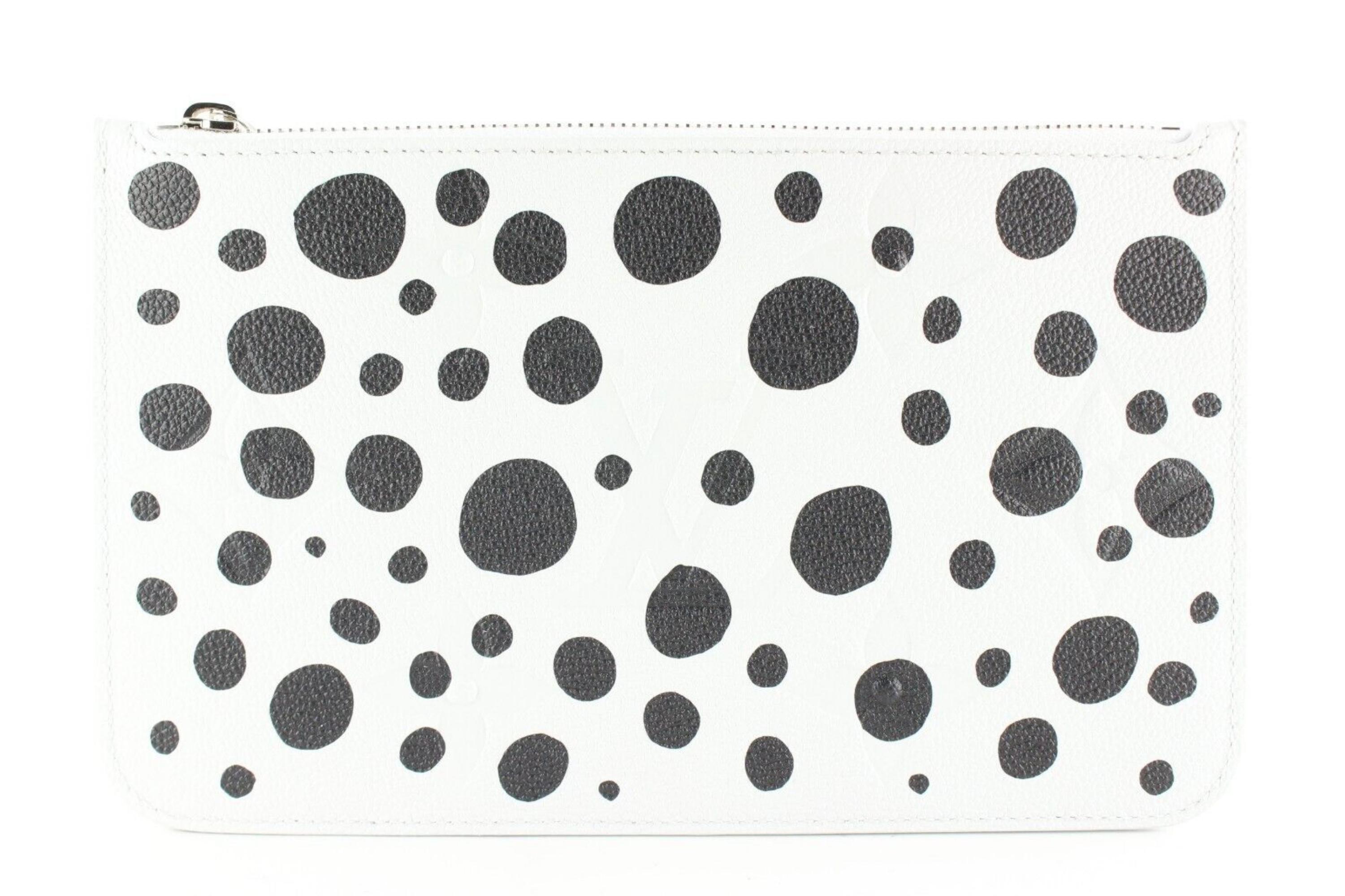 Women's Louis Vuitton Kusama Monogram Empreinte Neverfull Pochette White Black 9LV0123 For Sale