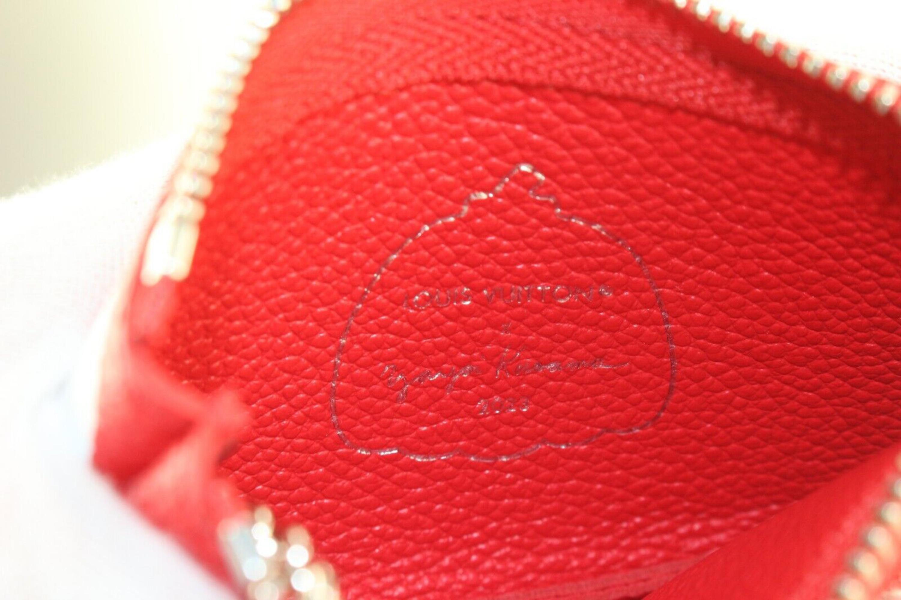 Louis Vuitton Kusama Red Leather Monogram Empreinte Key Pouch 5LK0216 For Sale 4