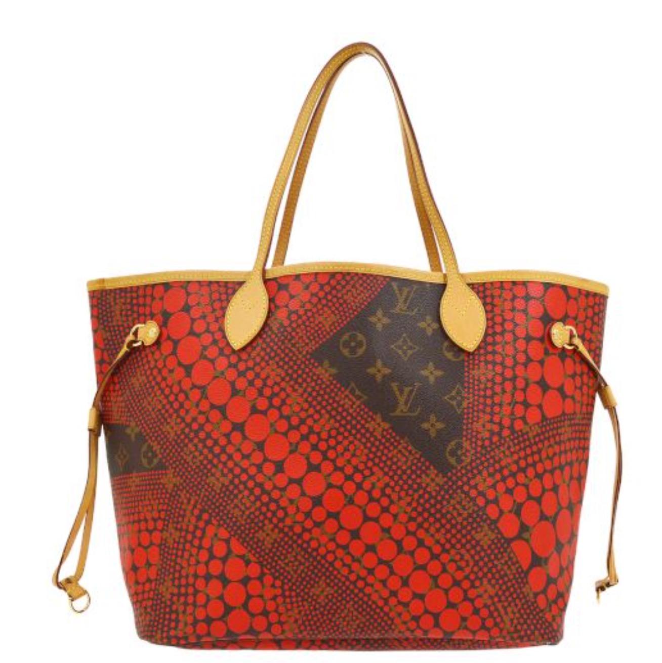 Louis Vuitton Kusama Red Monogram Neverfull MM Sprouse Carryall Travel Tote Bag 