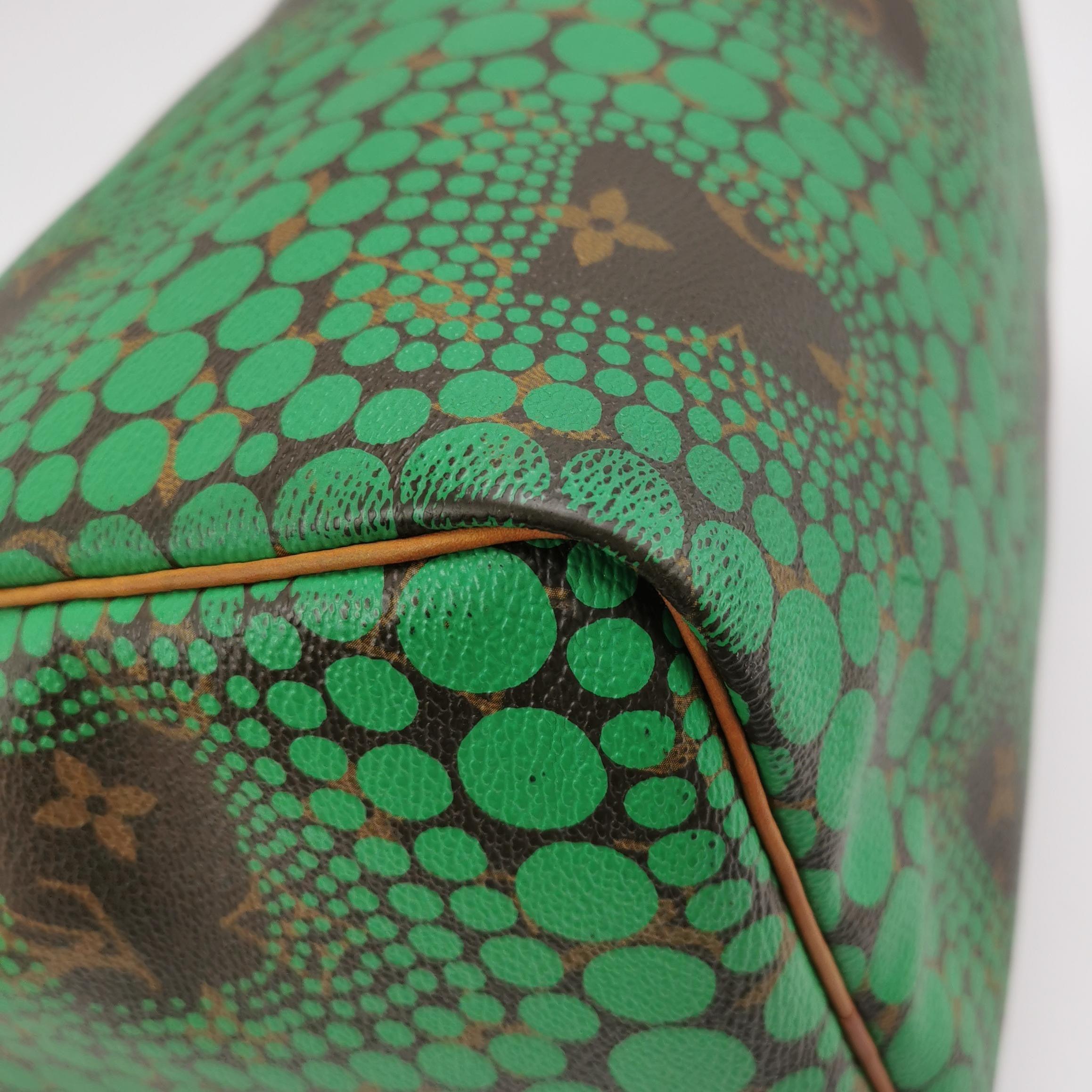 Louis Vuitton Kusama Town Speedy 30 Green Top Handle Bag 6