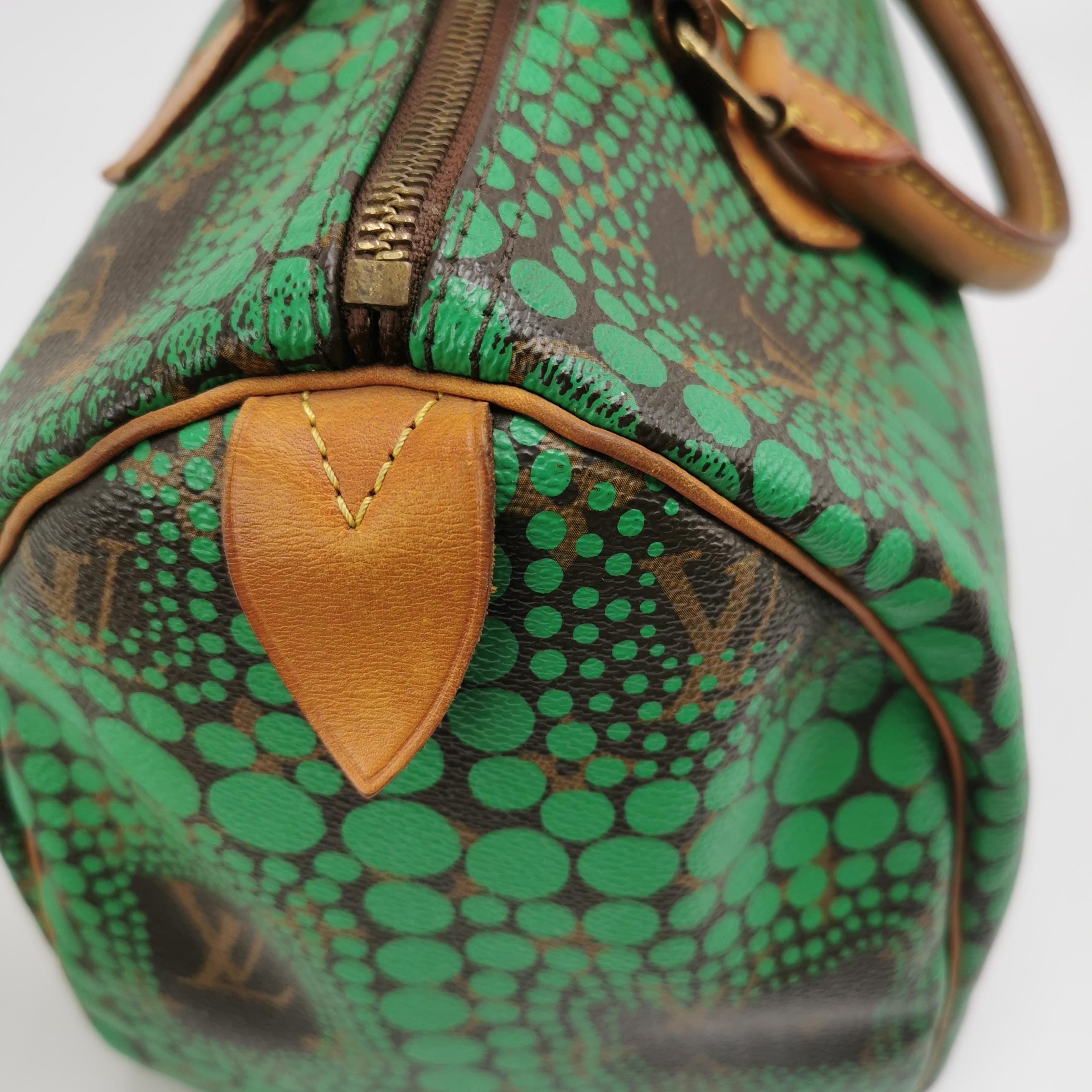 Louis Vuitton Kusama Town Speedy 30 Green Top Handle Bag 9