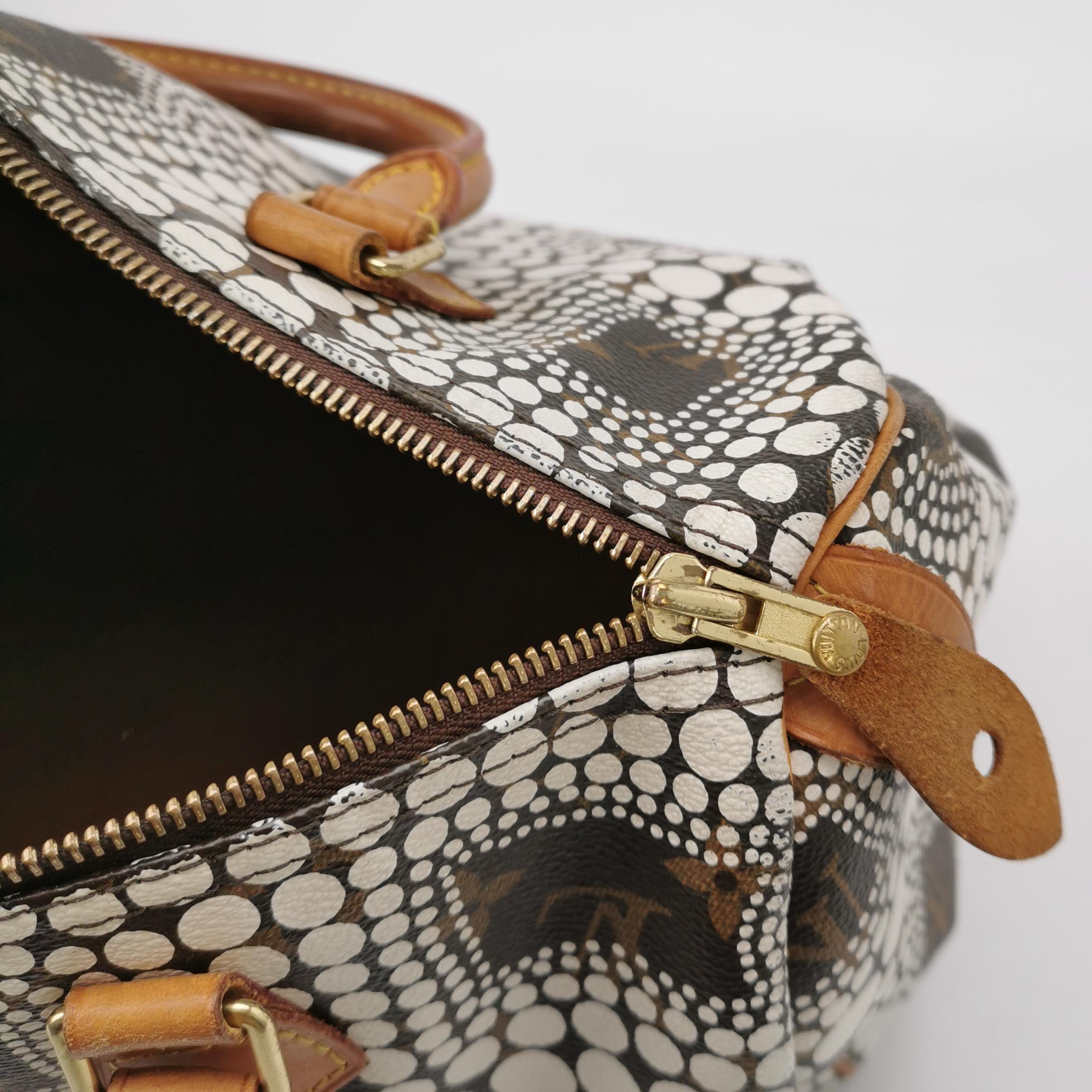 Louis Vuitton Kusama Town Speedy 30 Weiße Henkeltasche mit Griff oben Damen