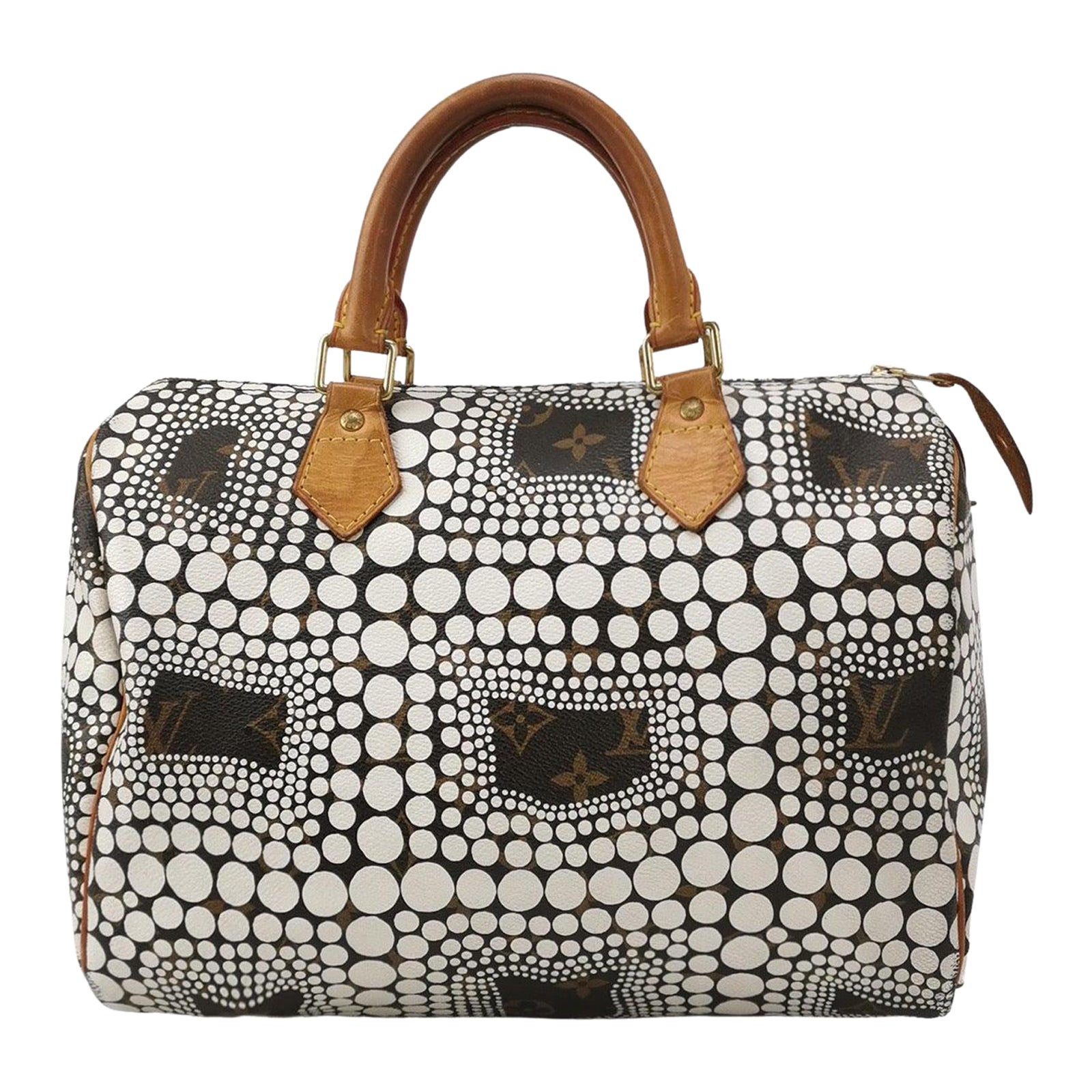 Louis Vuitton Kusama Town Speedy 30 Weiße Henkeltasche mit Griff oben