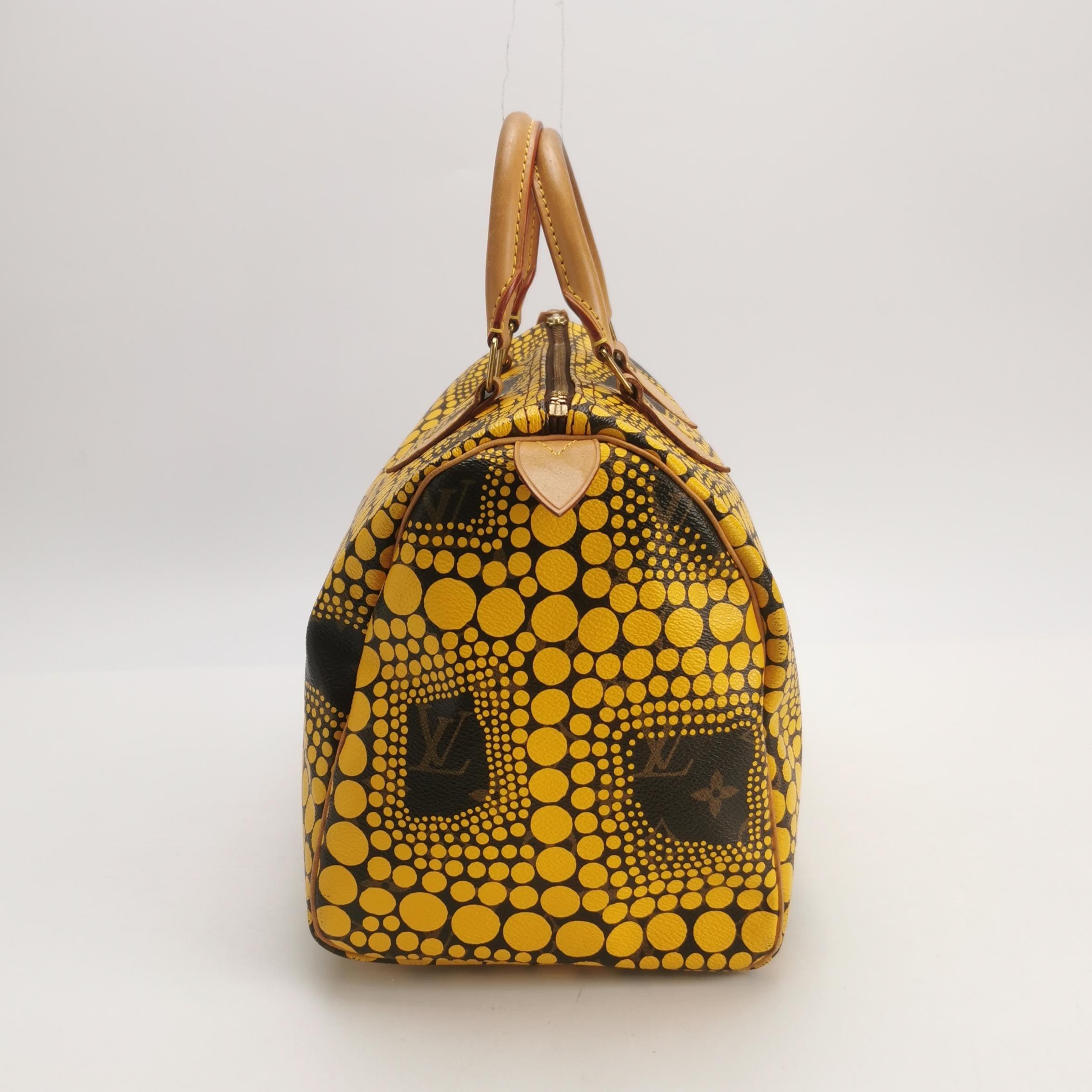 Louis Vuitton Kusama Town Speedy 30 Yellow Top Handle Bag 2