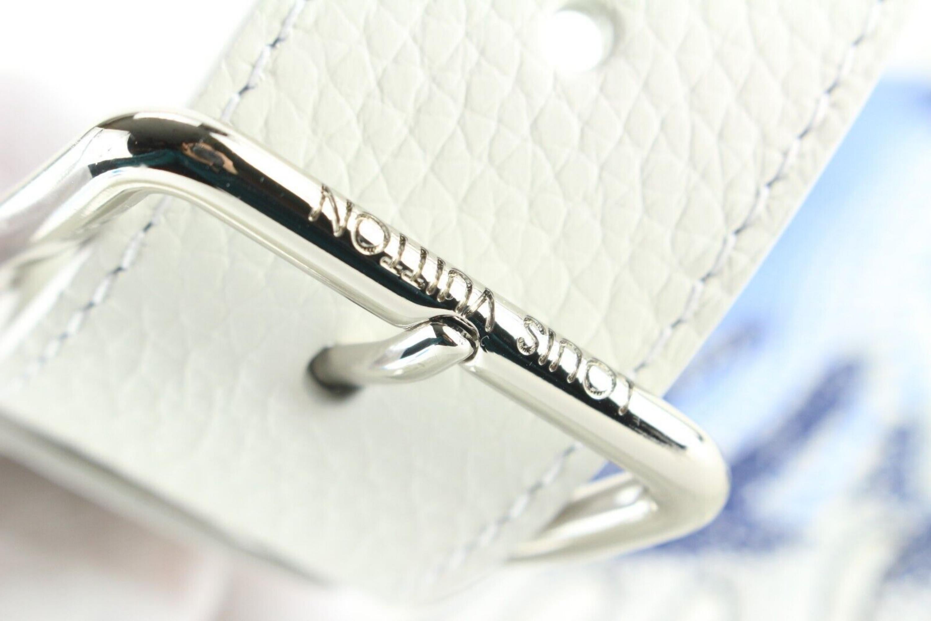 Gris Louis Vuitton Kusama - Sac à main long en cuir taurillon blanc 3L0215 en vente