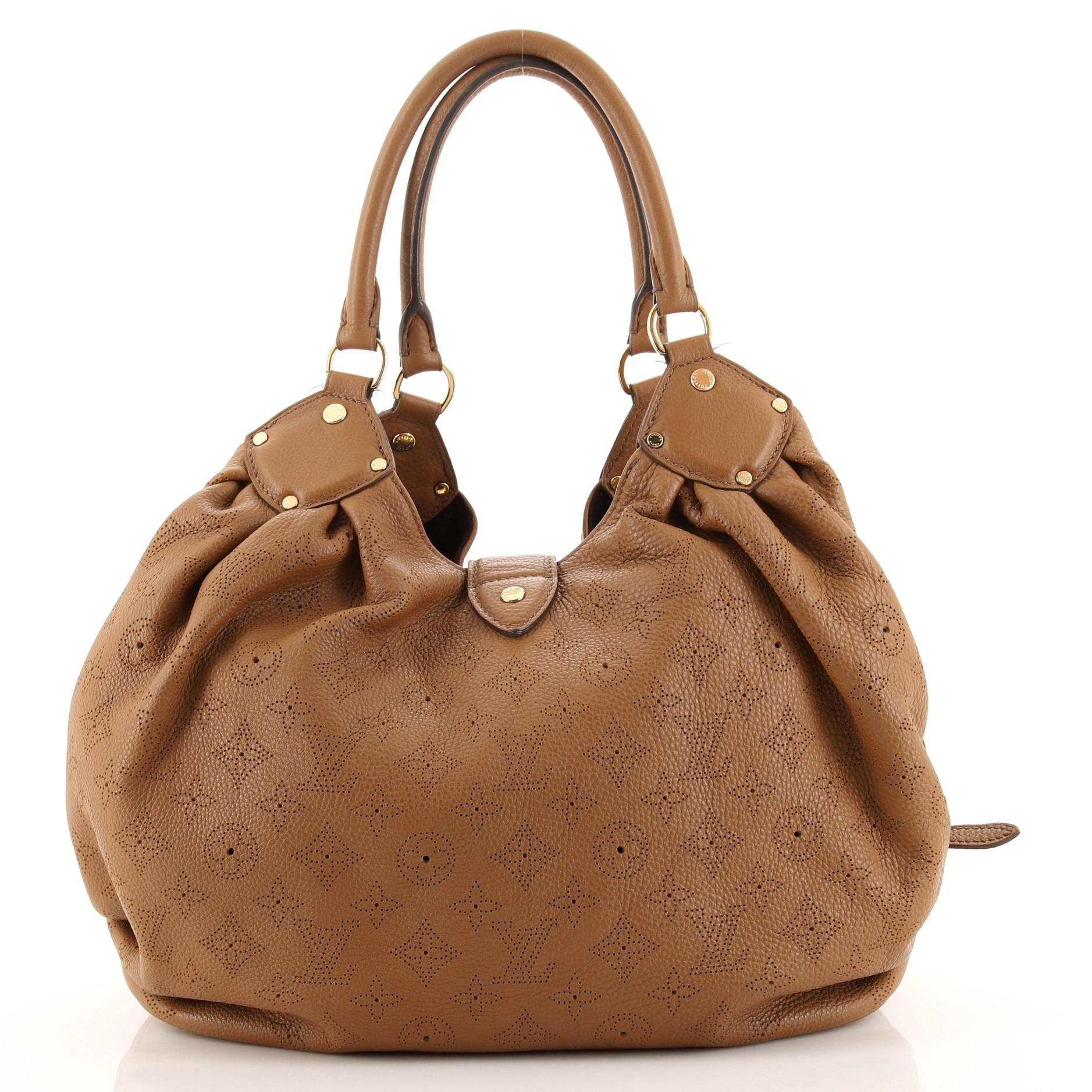 Brown Louis Vuitton L Hobo Mahina Leather