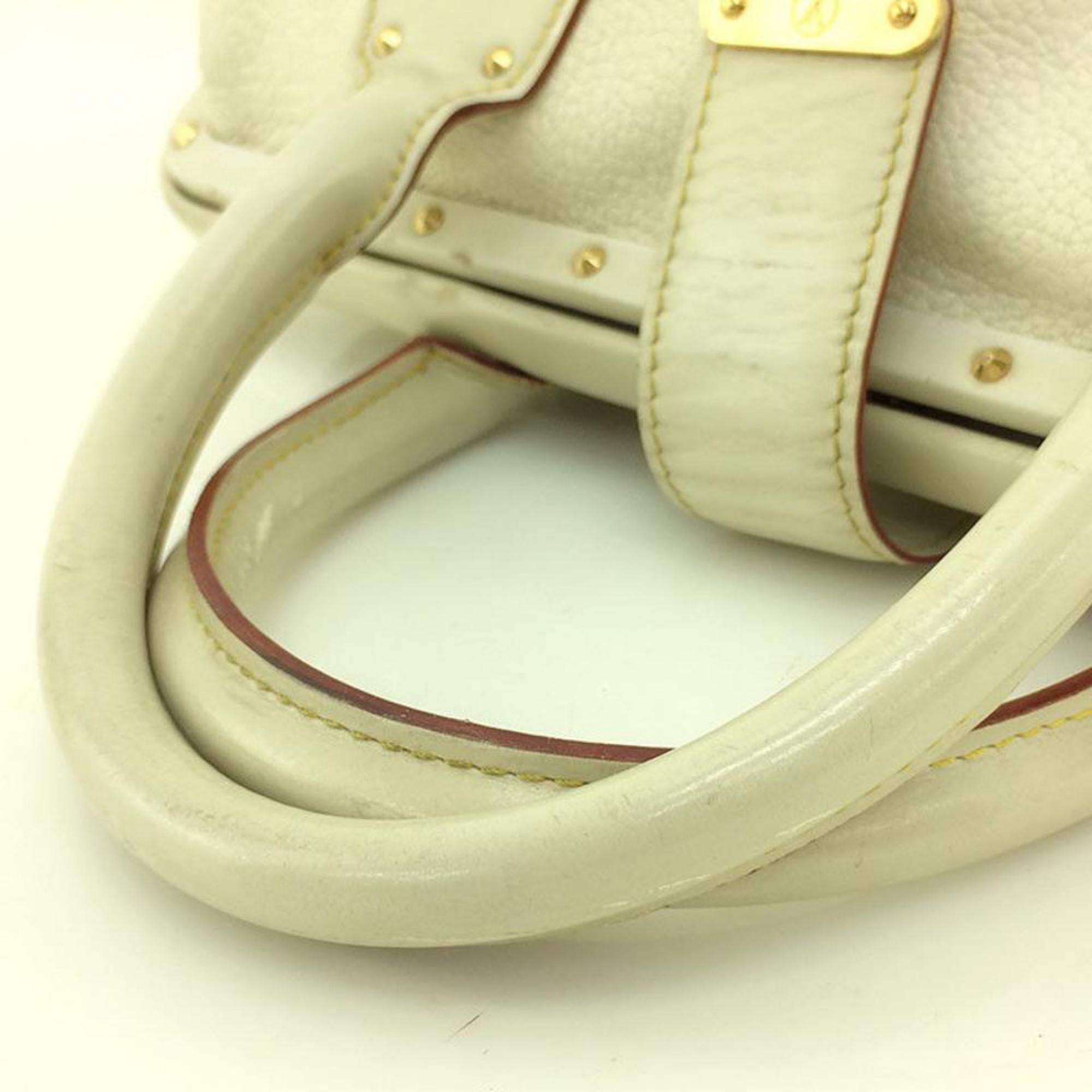 Louis Vuitton L Suhali L'ingenieux Pm Blanc 111924 White Leather Satchel In Fair Condition For Sale In Forest Hills, NY