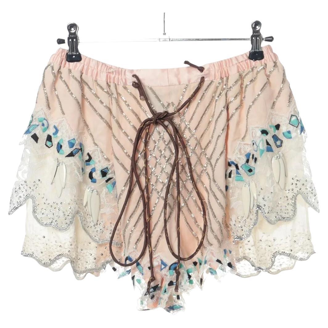 Louis Vuitton Spitze Seide Boho-Stil kurze Hose Rosa im Angebot