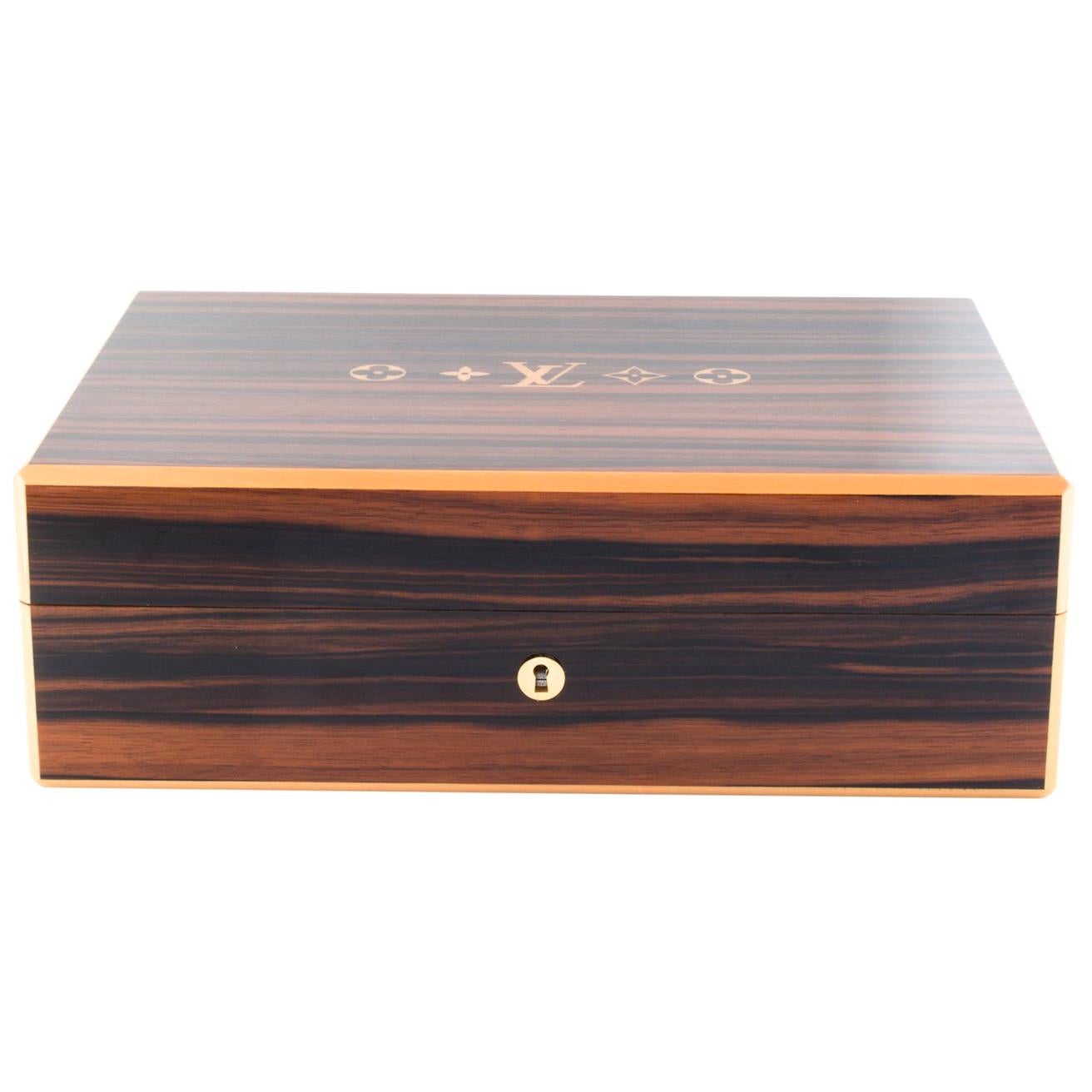 Louis Vuitton Lacquer Wood Desk Men's Cigar Cigarette Humidor Storage Case Box 