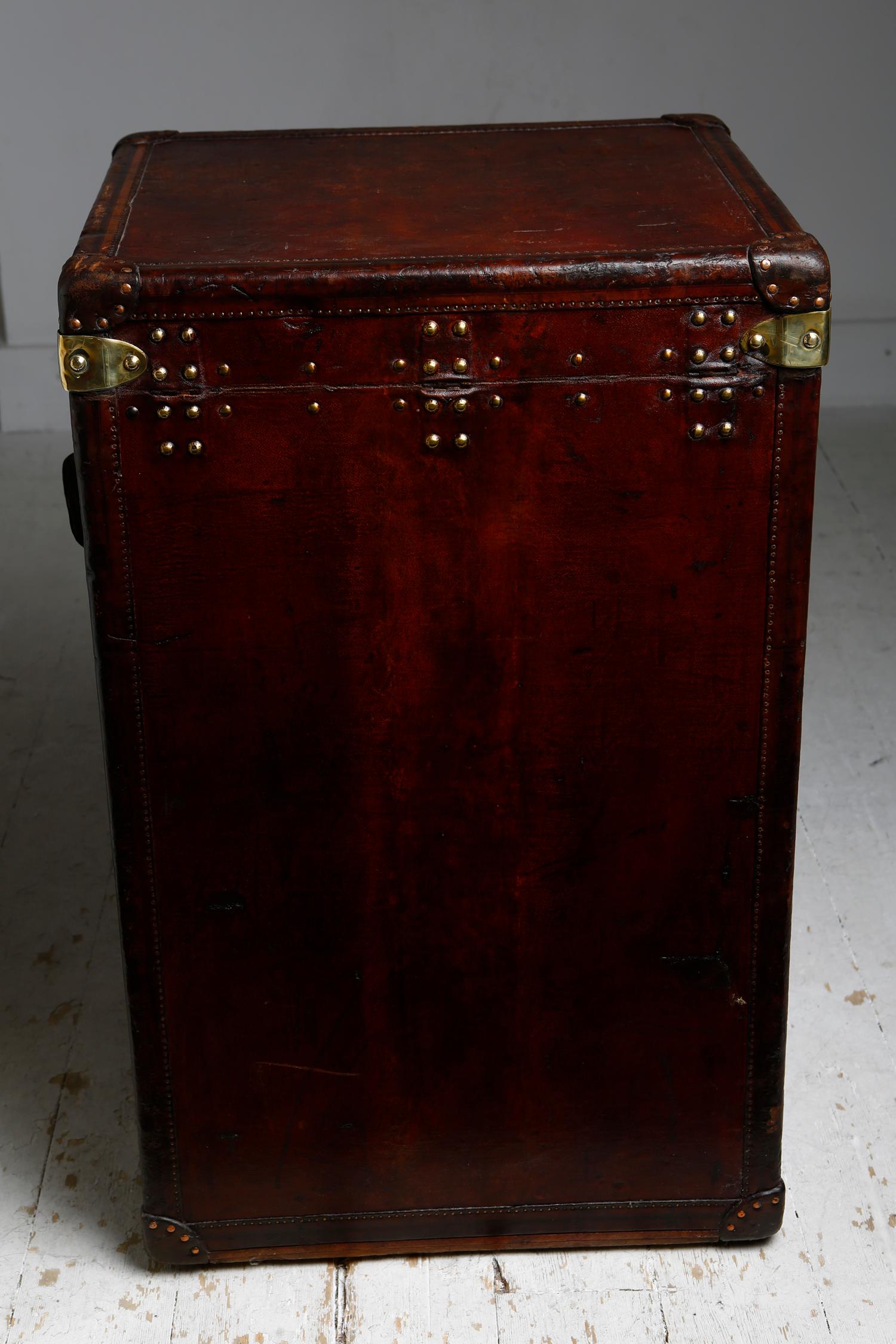 Early 20th Century Louis Vuitton Ladies Lingerie Desk Trunk in Orange with Mahogany Finish, 1914 For Sale