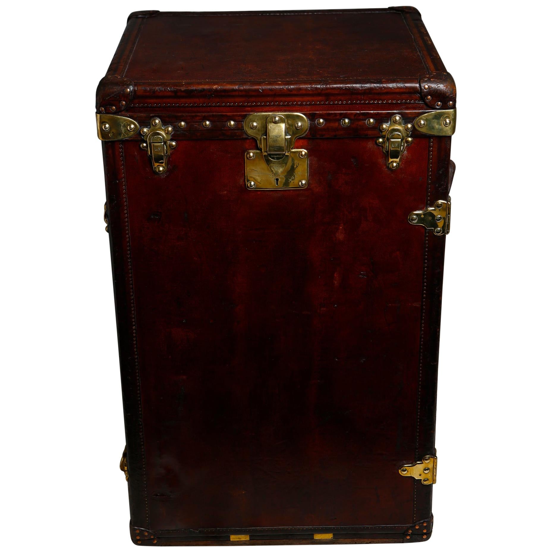 Louis Vuitton Ladies Lingerie Desk Trunk in Orange with Mahogany Finish, 1914 For Sale