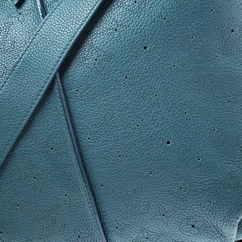 Blue Louis Vuitton Lagon Monogram Mahina Leather Selene MM Bag
