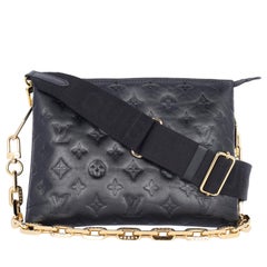Louis Vuitton Lambskin Embossed Monogram Coussin PM Black
