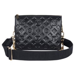 Louis Vuitton Lambskin Embossed Monogram Coussin PM Black