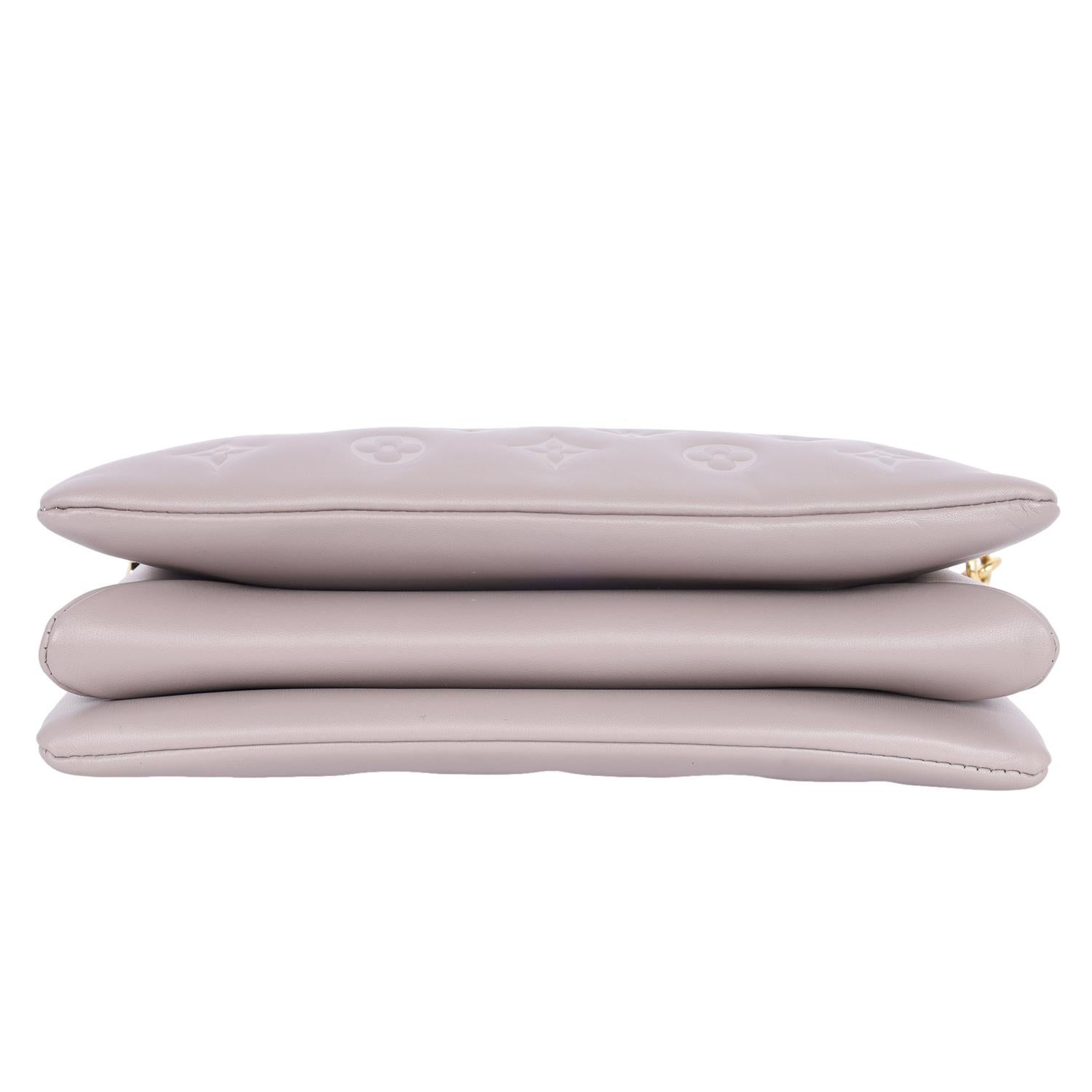 Louis Vuitton Lambskin Embossed Monogram Coussin PM Grey 5