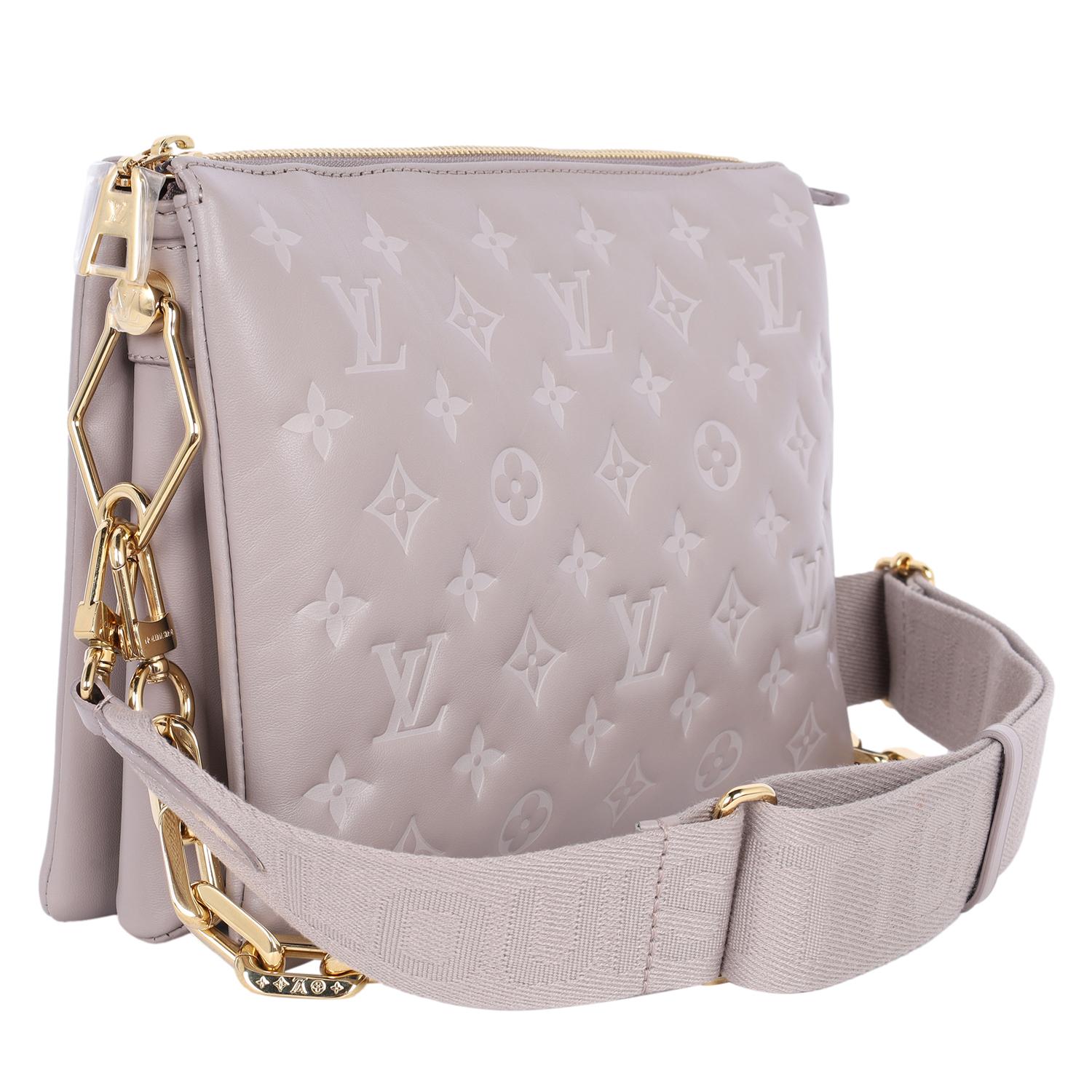 Louis Vuitton Lambskin Embossed Monogram Coussin PM Grey In Excellent Condition In Salt Lake Cty, UT