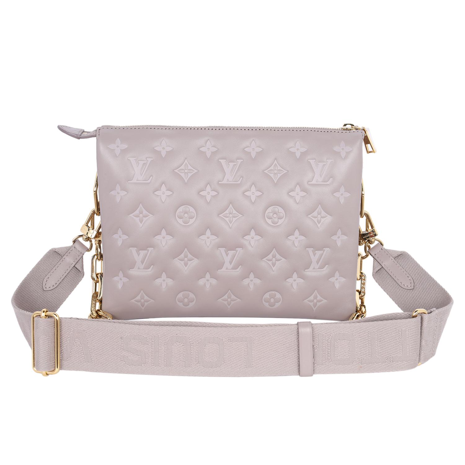 Louis Vuitton Lambskin Embossed Monogram Coussin PM Grey 1