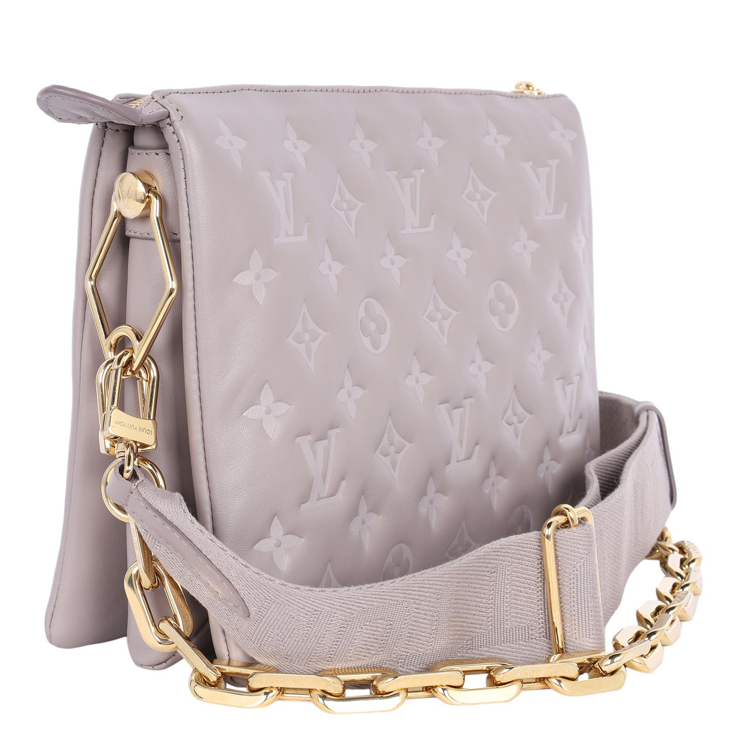 Louis Vuitton Lambskin Embossed Monogram Coussin PM Grey 2