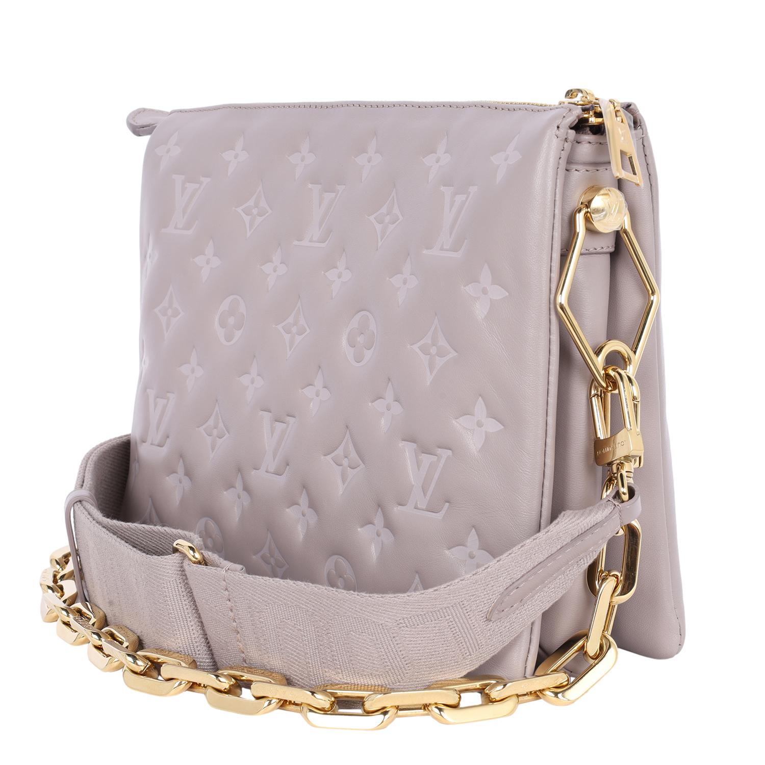 Louis Vuitton Lambskin Embossed Monogram Coussin PM Grey 3