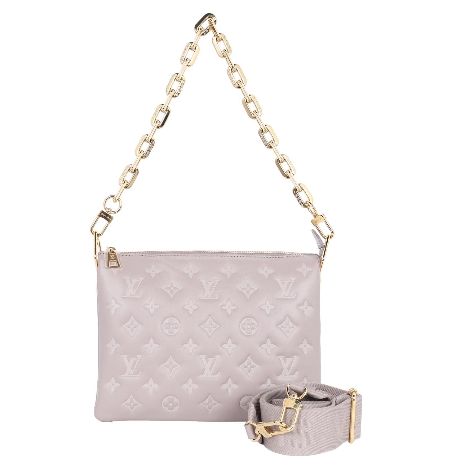 Louis Vuitton Lambskin Embossed Monogram Coussin PM Grey 4