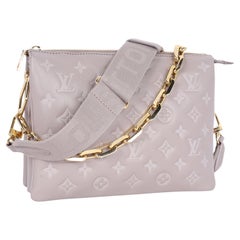 Louis Vuitton Lambskin Embossed Monogram Coussin PM Grey