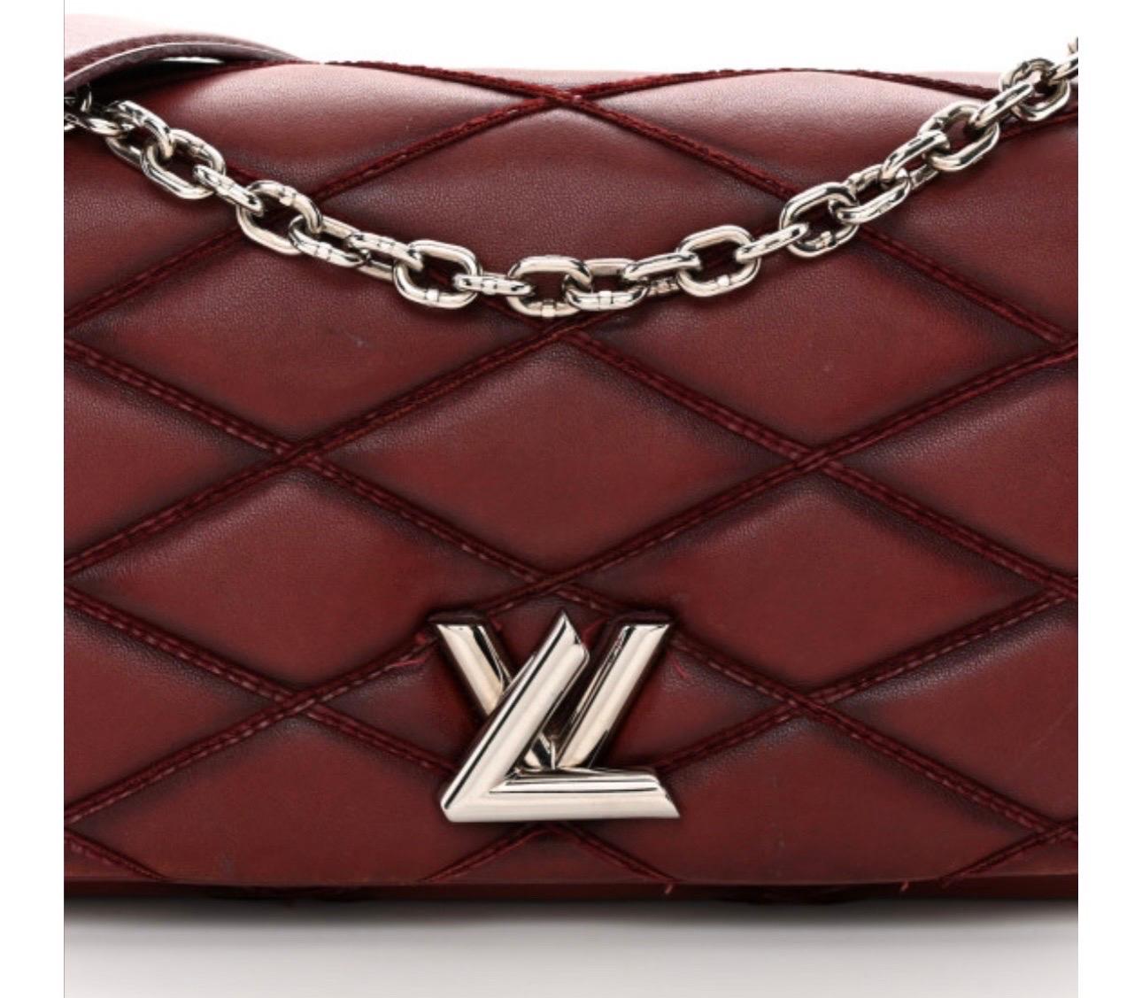 Louis Vuitton Lambskin Malletage GO-14 MM Bordeaux, Excellent Condition Like New For Sale 6