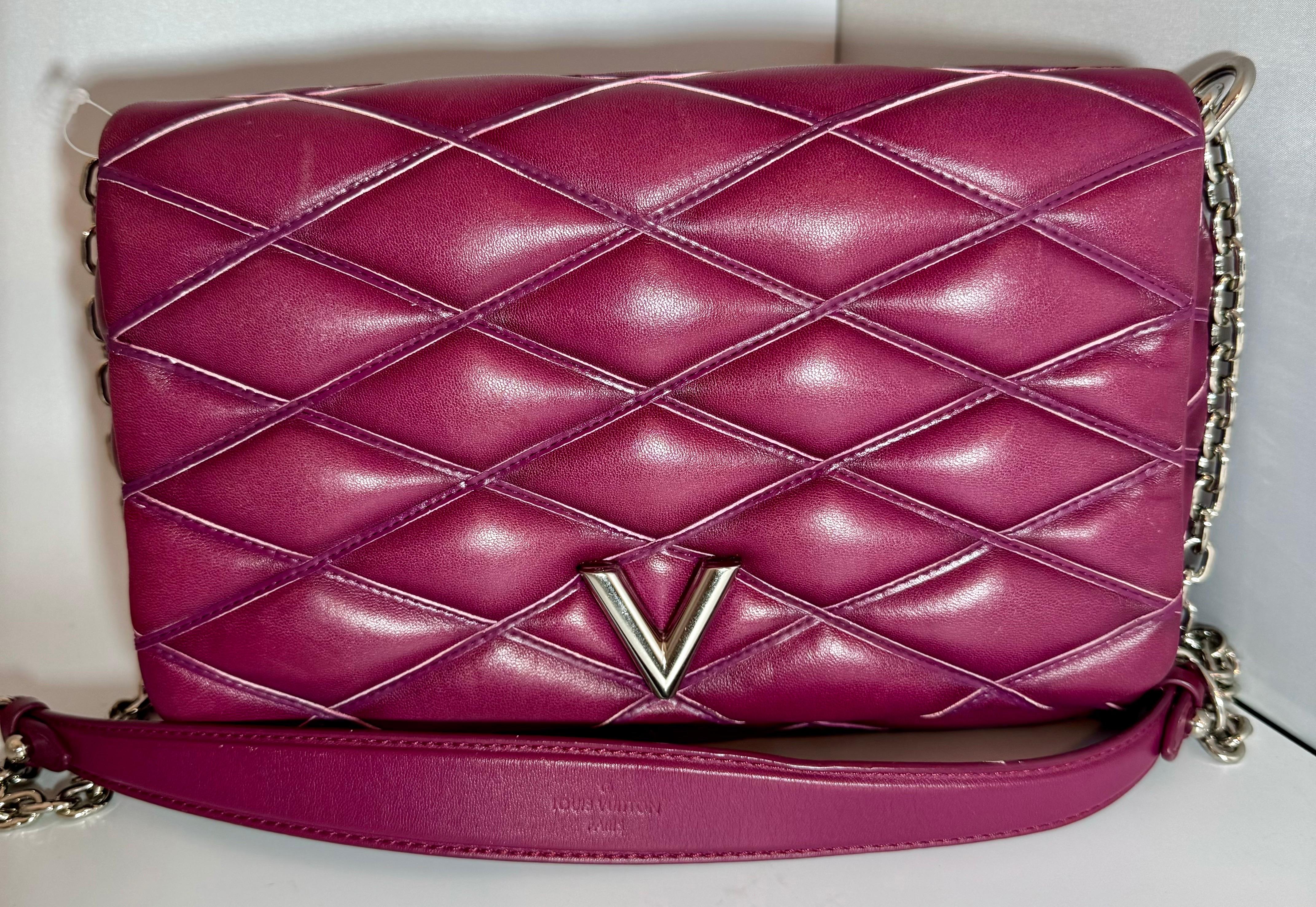 Louis Vuitton Lambskin Malletage GO-14 MM Bordeaux, Excellent Condition Like New For Sale 8