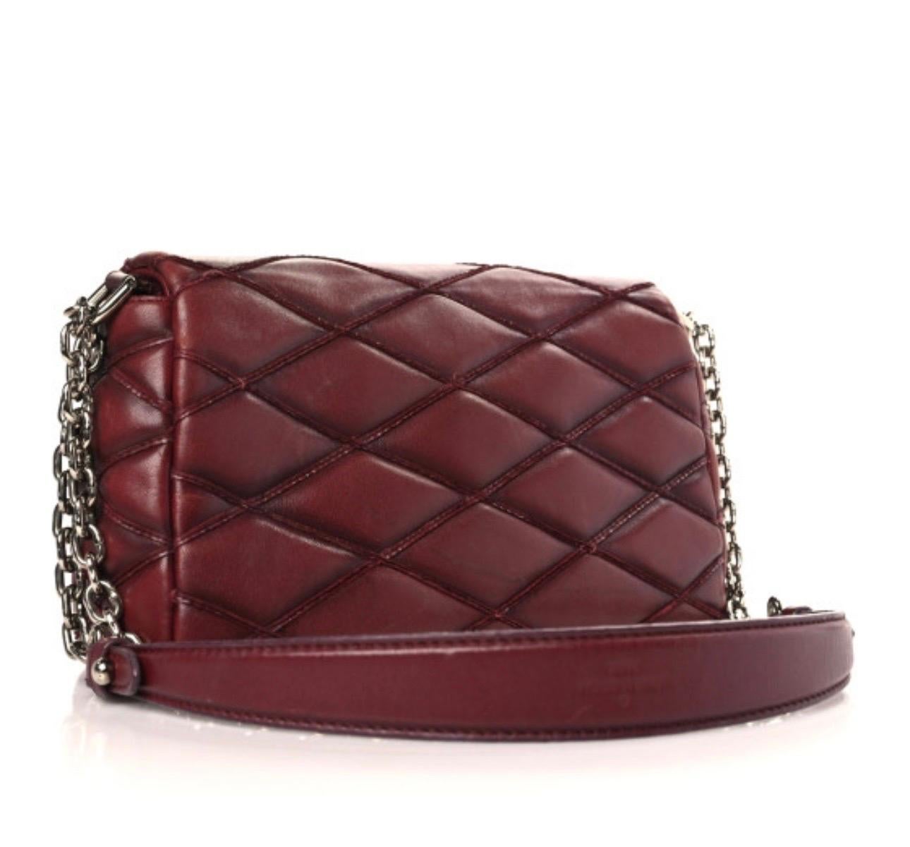 Louis Vuitton Lambskin Malletage GO-14 MM Bordeaux, Excellent Condition Like New For Sale 10